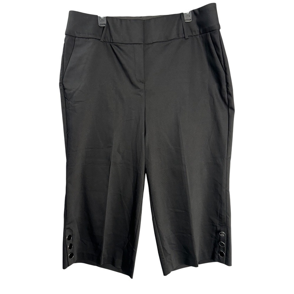 Y2K Lane Bryant Capri Pants Size 18 Black Tailored Button Detail Office Siren - Picture 3 of 8